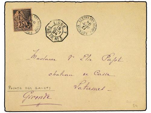 ✉ REUNION. Ed. . 1894. Cover to FRANCE franked by single 189