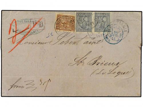 ✉ NORUEGA. 1871. Cover to FRANCE franked by 1863 24 sk. bro