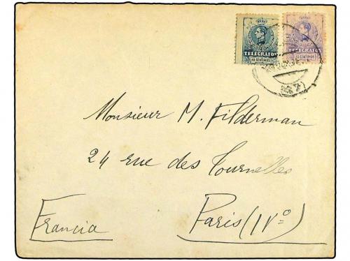 ✉ ESPAÑA: TELEGRAFOS. Ed. 48, 49. 1913. BILBAO a PARÍS. Circ