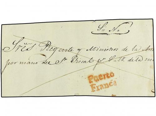 ✉ ESPAÑA: PREFILATELIA. (1840 CA). FRONTAL DE PLICA con la m