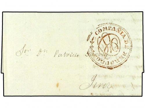 ✉ ESPAÑA: PREFILATELIA. 1845. CÁDIZ a JEREZ. Carta circulada