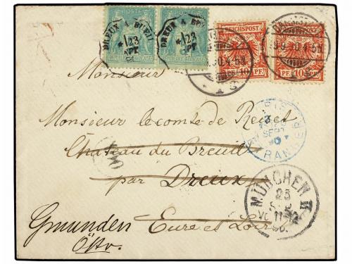 ✉ ALEMANIA. Ed. . 1890 (Sept 9). Cover to FRANCE franked by 