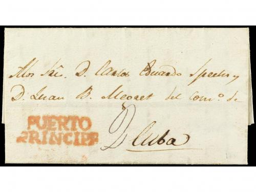✉ CUBA. 1831. PUERTO PRÍNCIPE a SANTIAGO. Marca PUERTO / PRÍ