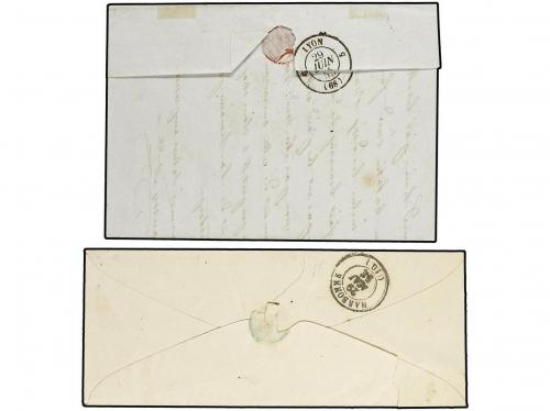 ✉ FRANCIA. Ed. . Yv. 14 (2). 1855-58. 2 cartas con sello de 