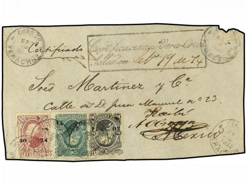 ✉ MEXICO. Ed. . 1874. Frente de carta CERTIFICADA circulado 