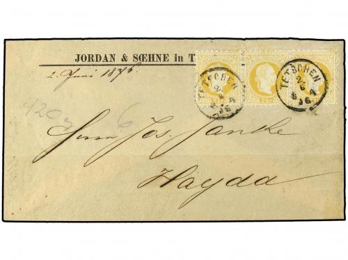 ✉ AUSTRIA. 1876 [June 2]. Cover to Hayda with scarce franki