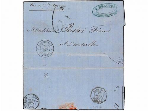 ✉ MARTINICA. Ed. . 1865 (Aug 24). Entire letter to Marseille