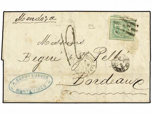 ✉ URUGUAY. 1874-79. CONJUNTO de seis cartas circuladas de MO