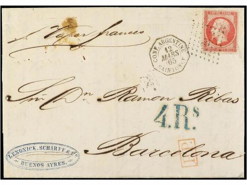 ✉ ARGENTINA. Sc. 24. 1865 (March 12). Entire letter from BUE