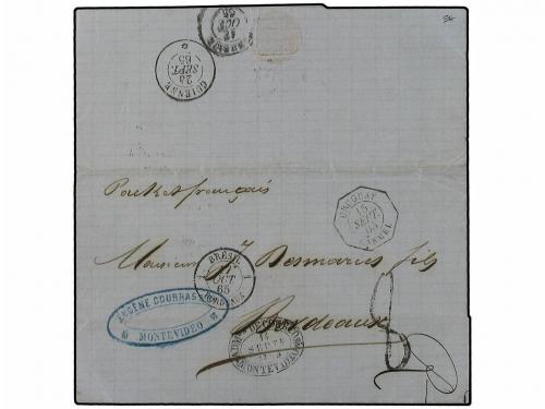 ✉ URUGUAY. 1865 (Sept 14). Cover from MONTEVIDEO to BORDEAUX