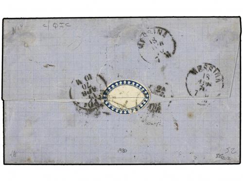 ✉ 1870 (13 Apr.). Envelope from CONSTANTINOPLE to NAPLES, b