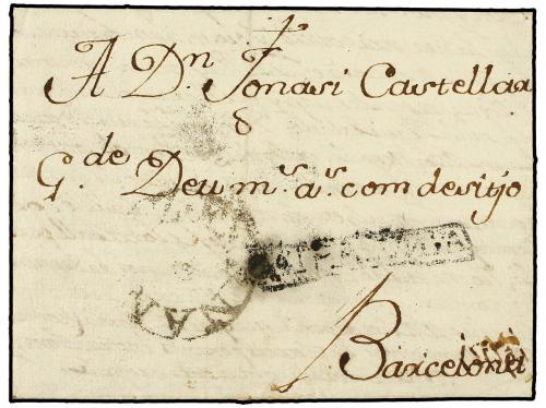 ✉ ESPAÑA: PREFILATELIA. 1762 (22-Junio). REUS a BARCELONA. M