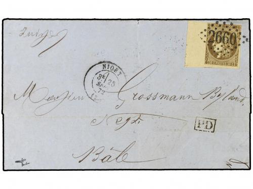 ✉ FRANCIA. 1872 (Sept 25). Cover to Basel, Switzerland fran