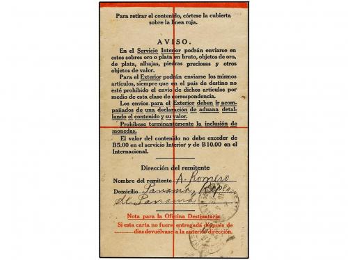 ✉ PANAMA. 1926 (March 26). 5c. Registered postal stationery