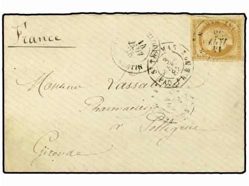 ✉ GUADALUPE. 1885 (Jan 14). Small envelope to France at Mili