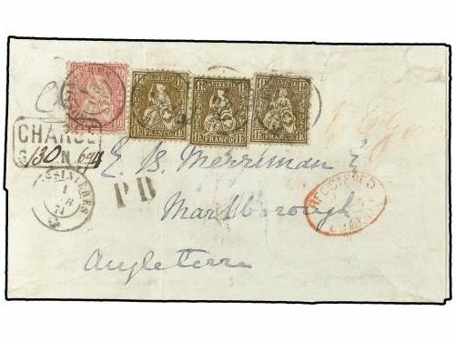 ✉ SUIZA. 1874 (April 1). Registered cover at extraordinary n