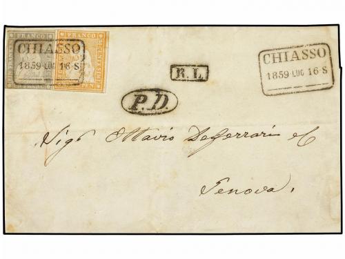 ✉ SUIZA. 1859 (July 16). Cover at triple rate from Chiasso t
