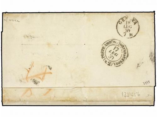 ✉ SUIZA. 1859 (July 16). Cover at triple rate from Chiasso t
