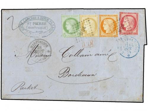 ✉ MARTINICA. 1874 (Sept 28). Double rate cover from ST. PIE