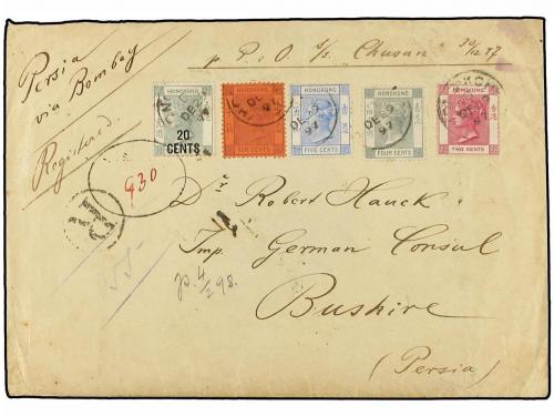 ✉ HONG KONG. 1897 (Dec 29). Registered cover with complete o