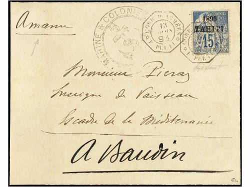 ✉ TAHITI. 1893 (March 13). Cover at concessionary Soldier&#39;s 