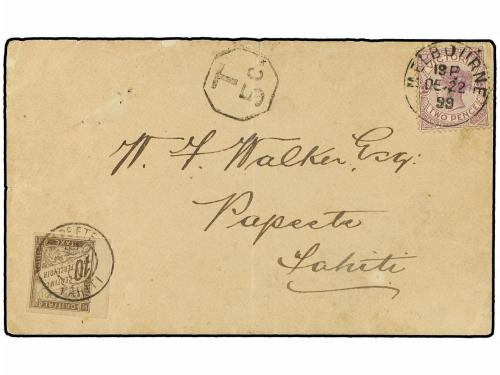 ✉ AUSTRALIA. 1899 (Dec 22). Underpaid cover to Papeete frank