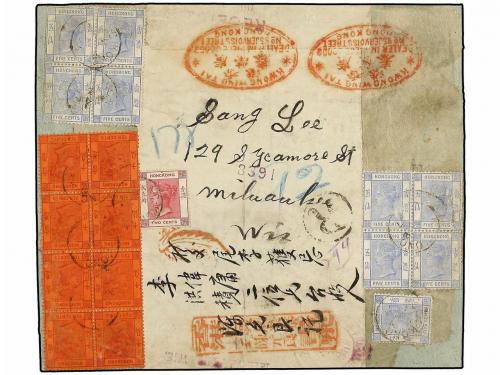 ✉ HONG KONG. 1897. Large parcel front sent registered to Mil