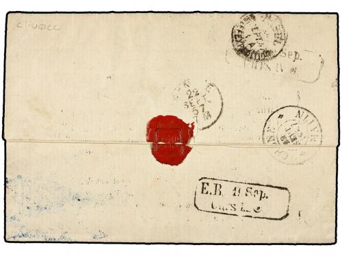 ✉ AUSTRIA. Mi. 3Ya, 4Ya. 1857 (Sept. 16). Entire letter to