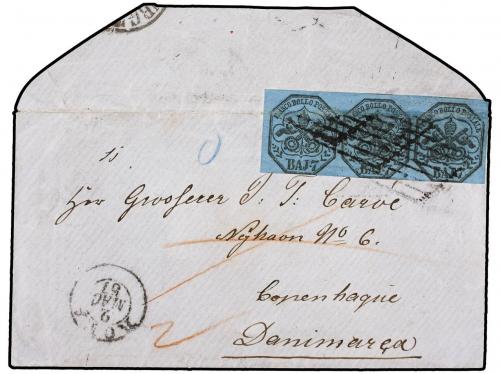 ✉ Sc. 8. 1857 (May 2). Envelope from ROME to COPENHAGEN (De