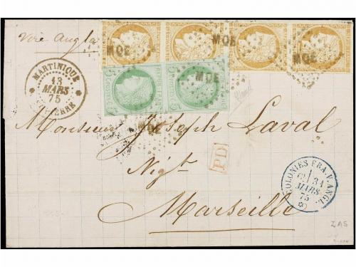 ✉ MARTINICA. Ce. 17, 19. 1875 (March 13). Cover to MARSEILLE
