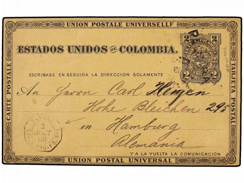 ✉ PANAMA. 1886. PALMIRA to GERMANY. 2 c. postal stationary c
