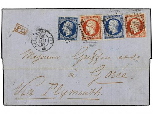 ✉ FRANCIA. 1857 (May 20). Cover from PARIS to GORÉE, Sénéga