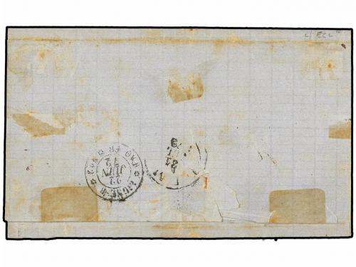 ✉ CUBA. 1872. Cover from HAVANA to LIMA (Peru) franked by Fr