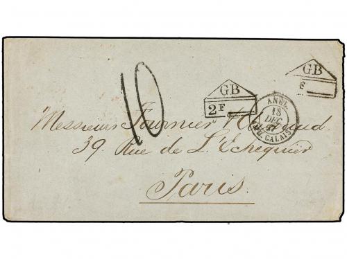 ✉ JAMAICA. 1867. Cover to PARIS sent unpaid struck on rever