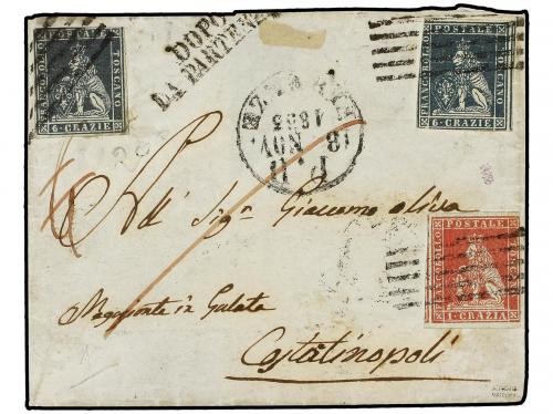 ✉ 1853. Cover to CONSTANTINOPLE franked by 1851-53 1cr. red