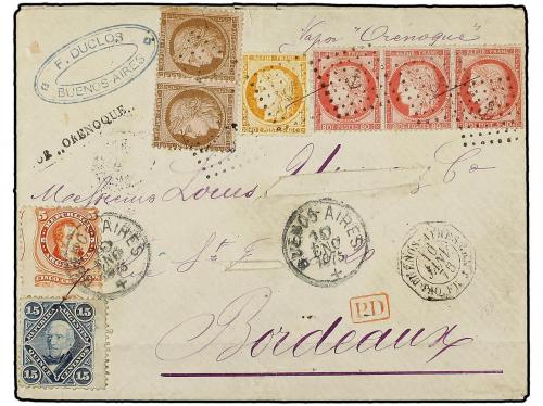 ✉ ARGENTINA. 1875 (Jan. 10). Cover from BUENOS AIRES to BOR