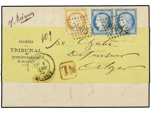 ✉ ARGELIA. 1875. Circular impresa circulada por correo cert