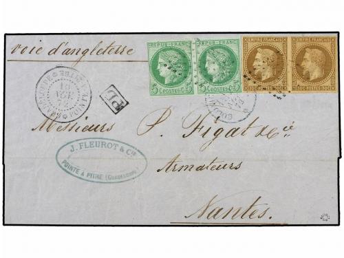 ✉ GUADALUPE. Ce. 9+17. 1872 (Nov. 10). Cover to NANTES frank