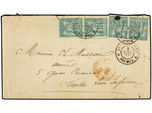 ✉ NUEVA CALEDONIA. Ce. 32. 1877 (Sept 1). Cover to NANTES f