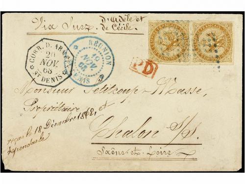✉ REUNION. Ce. 3. 1868 (Nov 10). Small envelope to CHALONS S