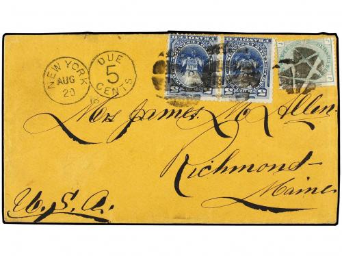 ✉ PERU. 1878. USED ABROAD. Cover to RICHMOND, MAINE, USA be