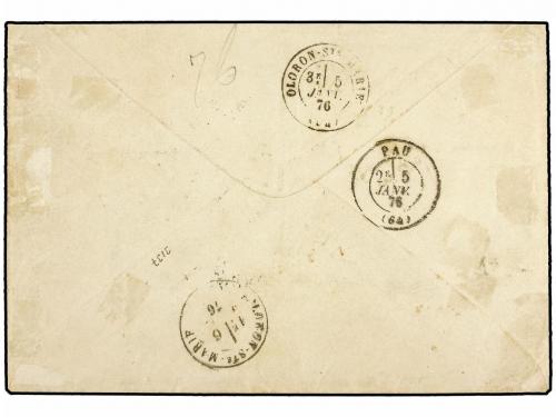 ✉ BRASIL. 1875. Cover franked with pair 200 r. black and sin