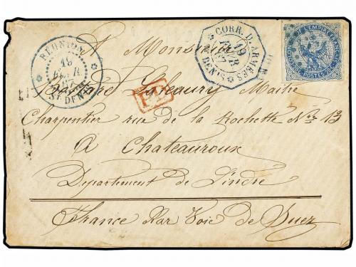 ✉ REUNION. Ce. 4. 1867 (Feb 19). Cover to FRANCE via SUEZ, f