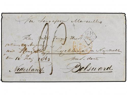 ✉ HONG KONG. 1863. Cover with manuscript endorsement on fro
