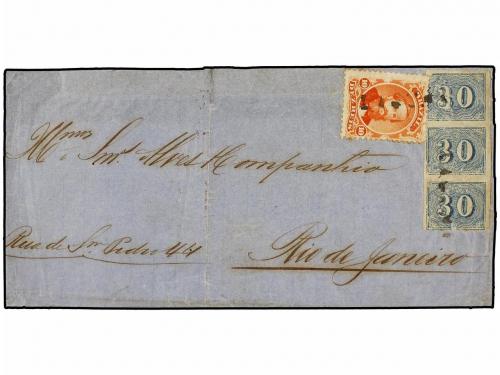 ✉ BRASIL. Sc. 53, 38 (3). (1866 CA.). Gran parte de carta (f