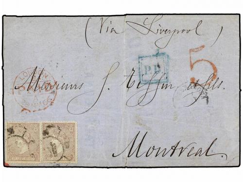 ✉ CANADA. 1866. INCOMING MAIL. TARRAGONA (Spain) to MONTREAL