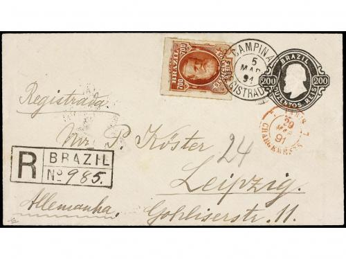 ✉ BRASIL. Sc. 76. 1891. CAMPINAS a ALEMANIA. Entero postal