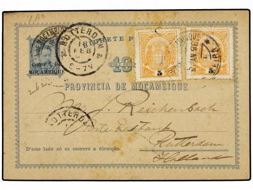 ✉ MOZAMBIQUE. 1898. BEIRA a HOLANDA. Entero Postal de 10 rei