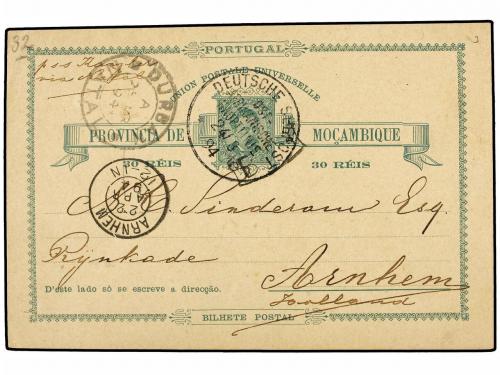 ✉ MOZAMBIQUE. 1894. MOZAMBIQUE a HOLANDA. Entero postal de 3