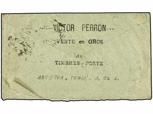 ✉ PERU. 1893. LIMA a FRANCIA. 2 cts. verde, 10 cts. gris y 2